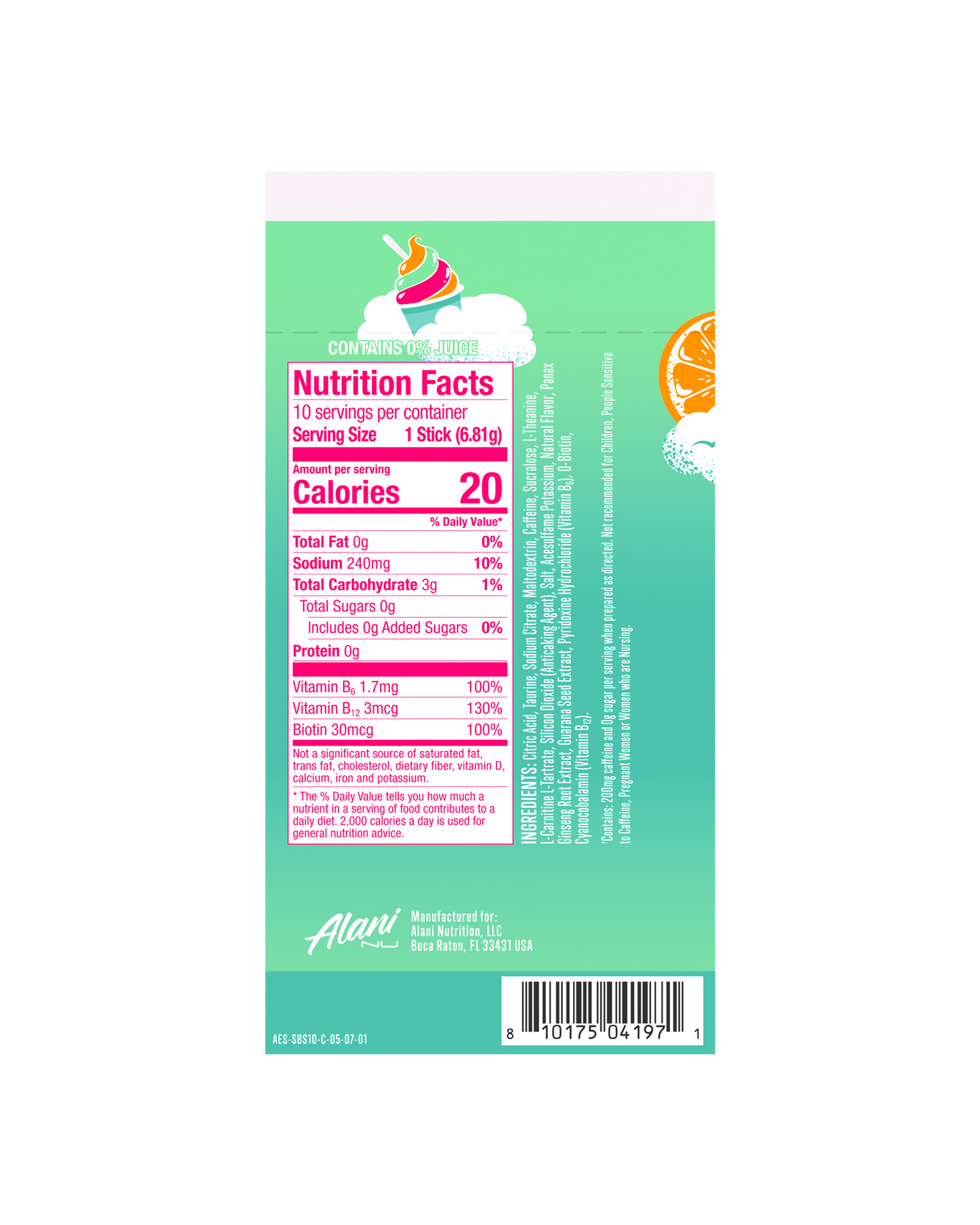 Sherbet Swirl Energy Sticks, 10-Pack