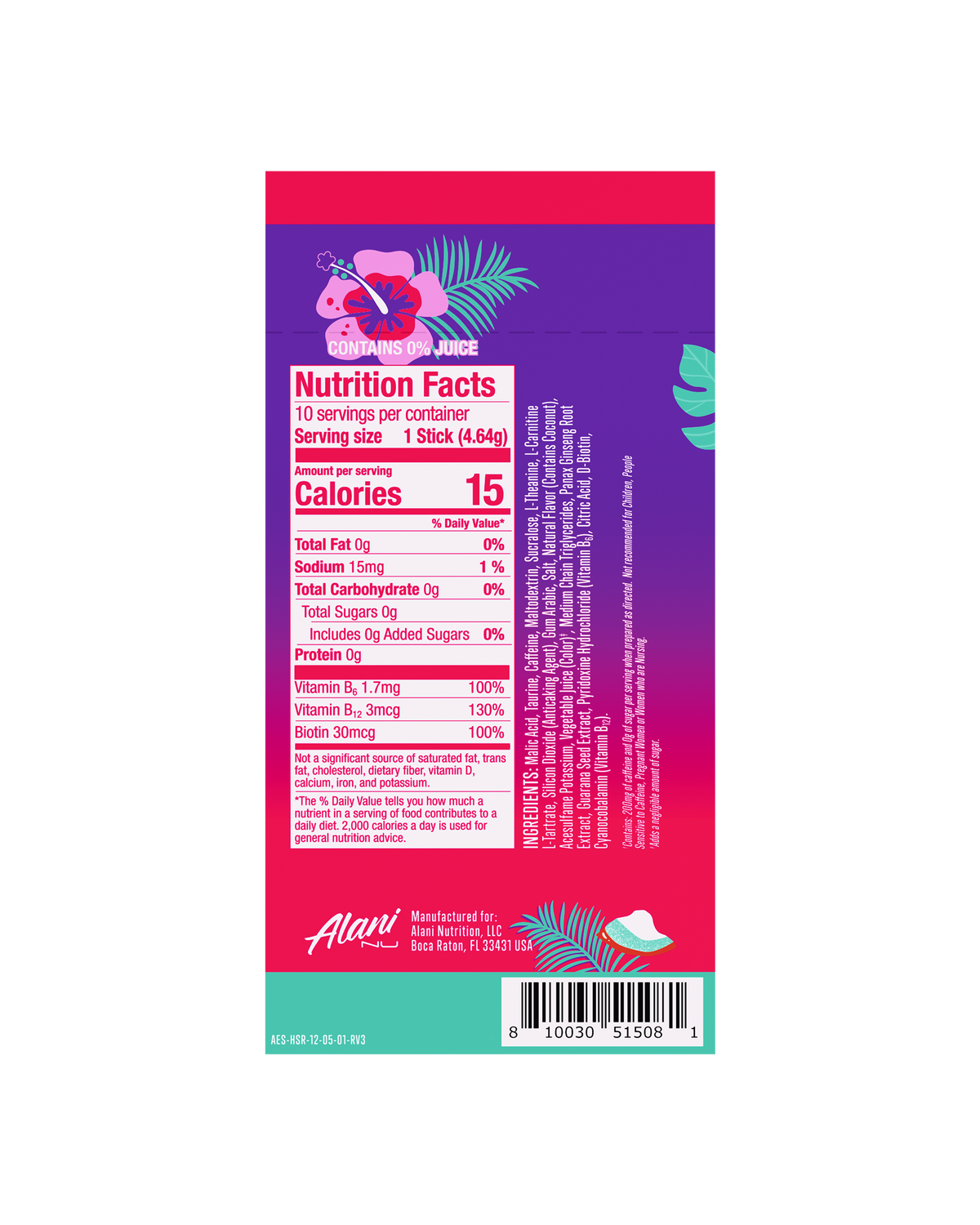 Hawaiian Shaved Ice Energy Sticks - 10-Pack