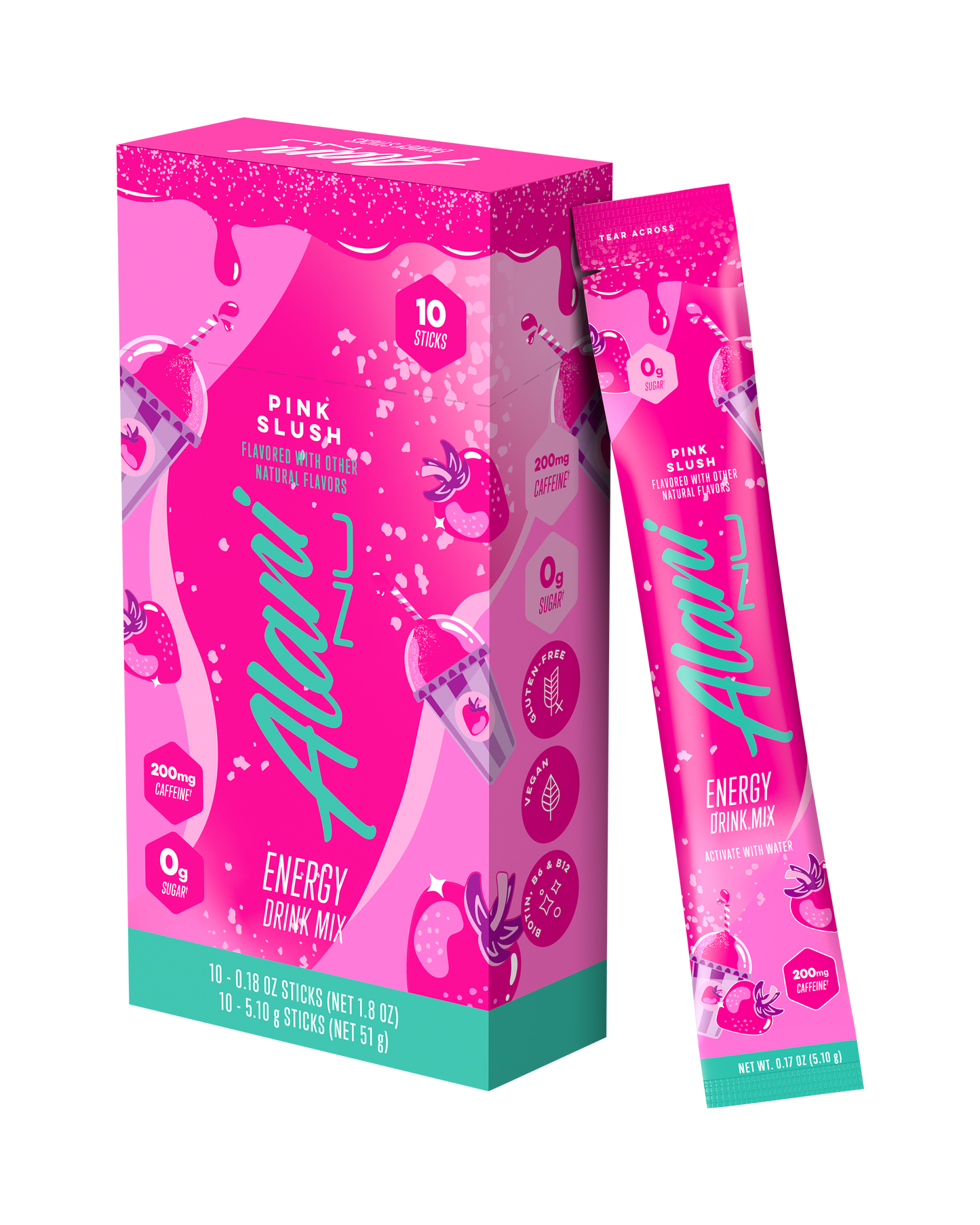 Pink Slush Powdered Energy Sticks - 10-Pack