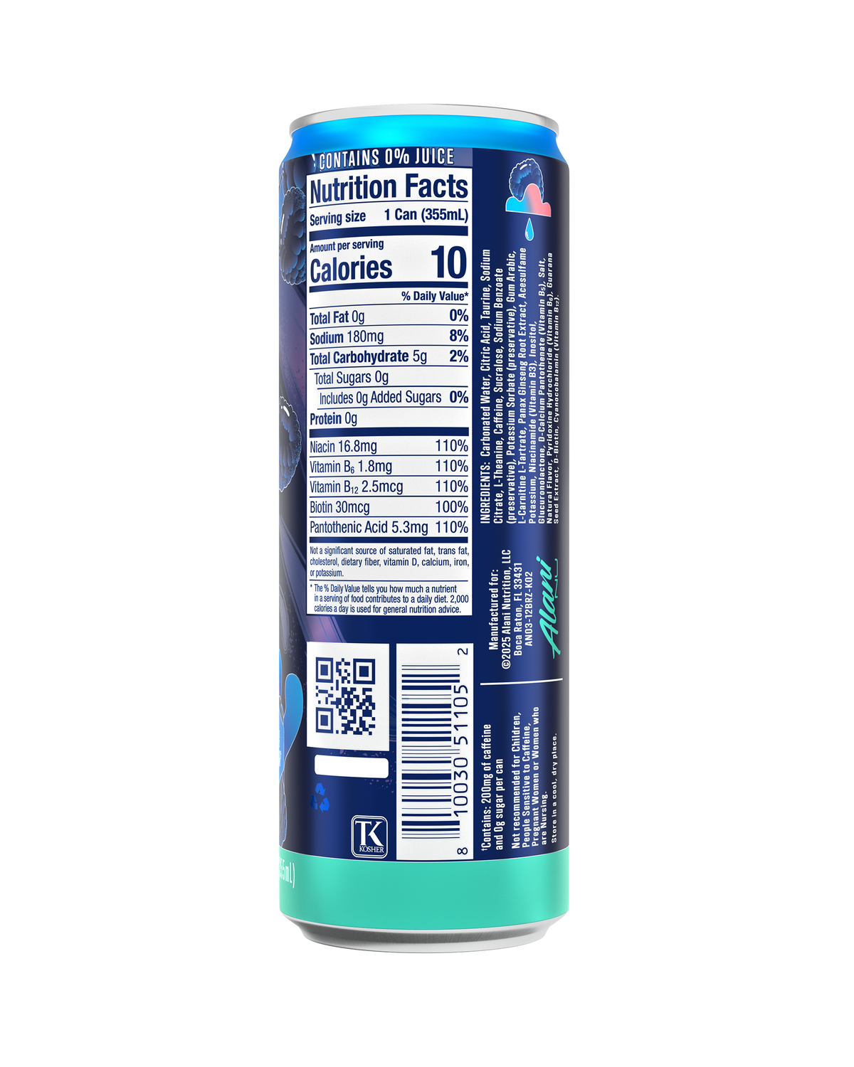 Breezeberry Blue Raspberry Energy Drink - 12-Pack