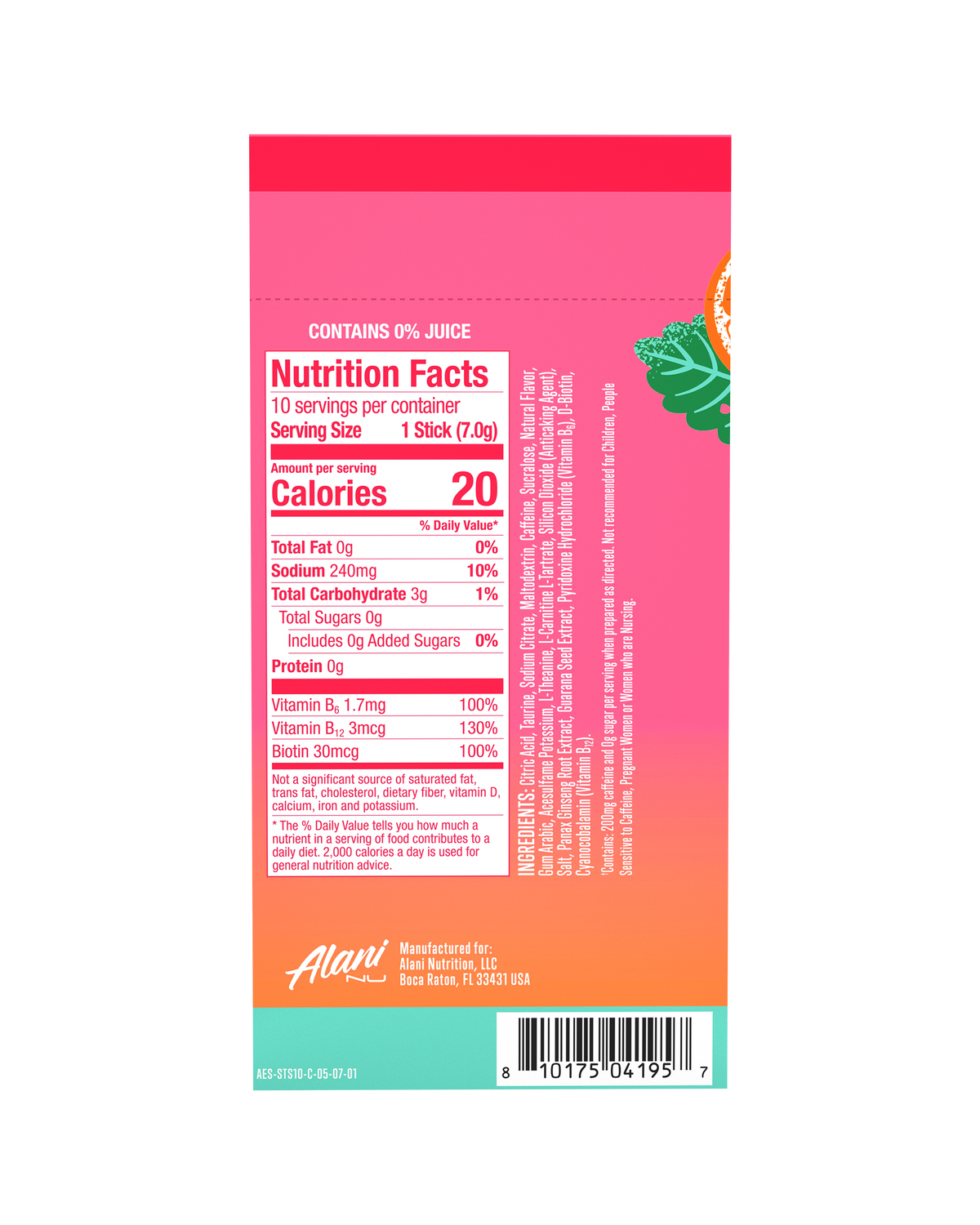 Strawberry Sunrise Energy Sticks, 10-Pack