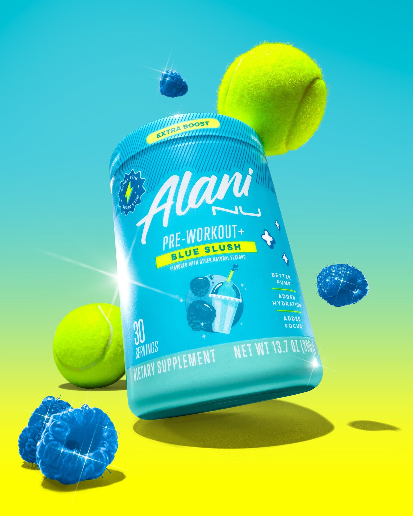 Blue Slush Pre-Workout+ Powder, 30 Servings