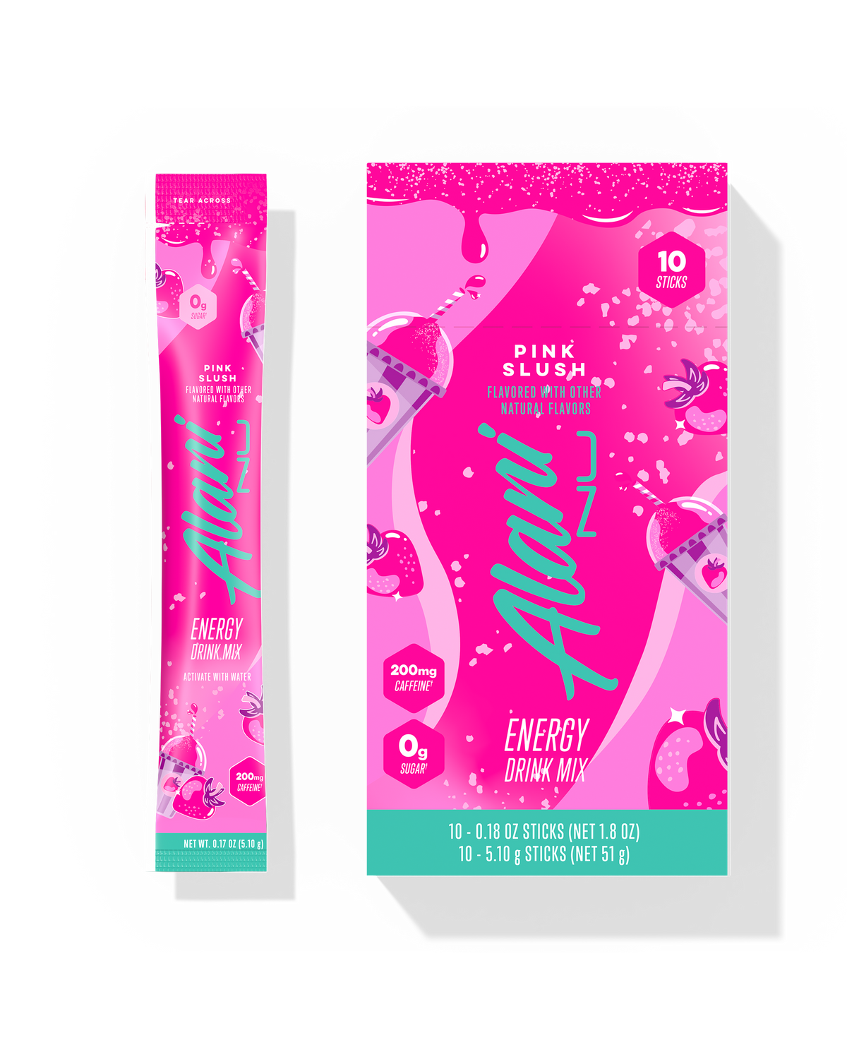 Pink Slush Powdered Energy Sticks - 10-Pack