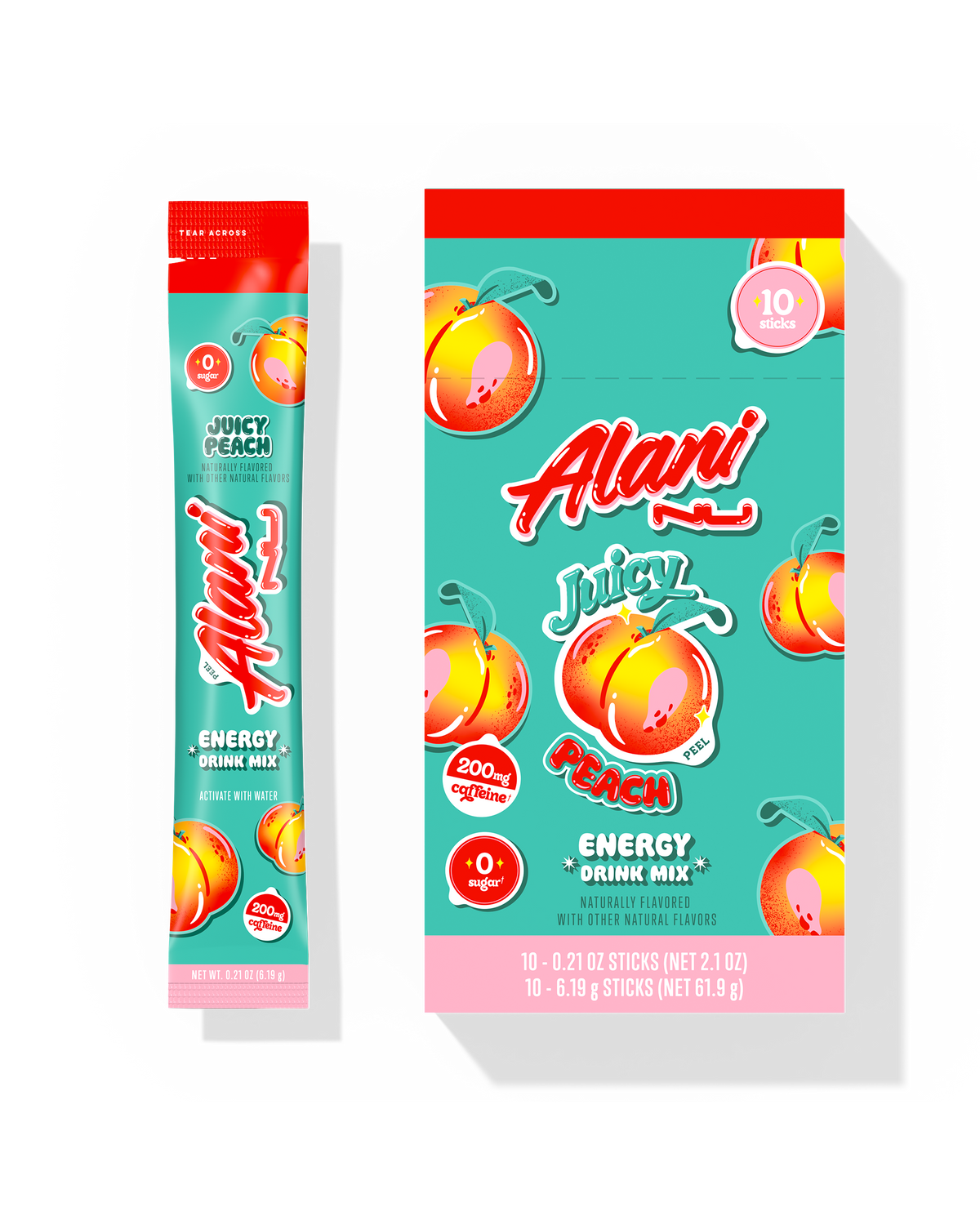 Juicy Peach Powdered Energy Sticks - 10-Pack