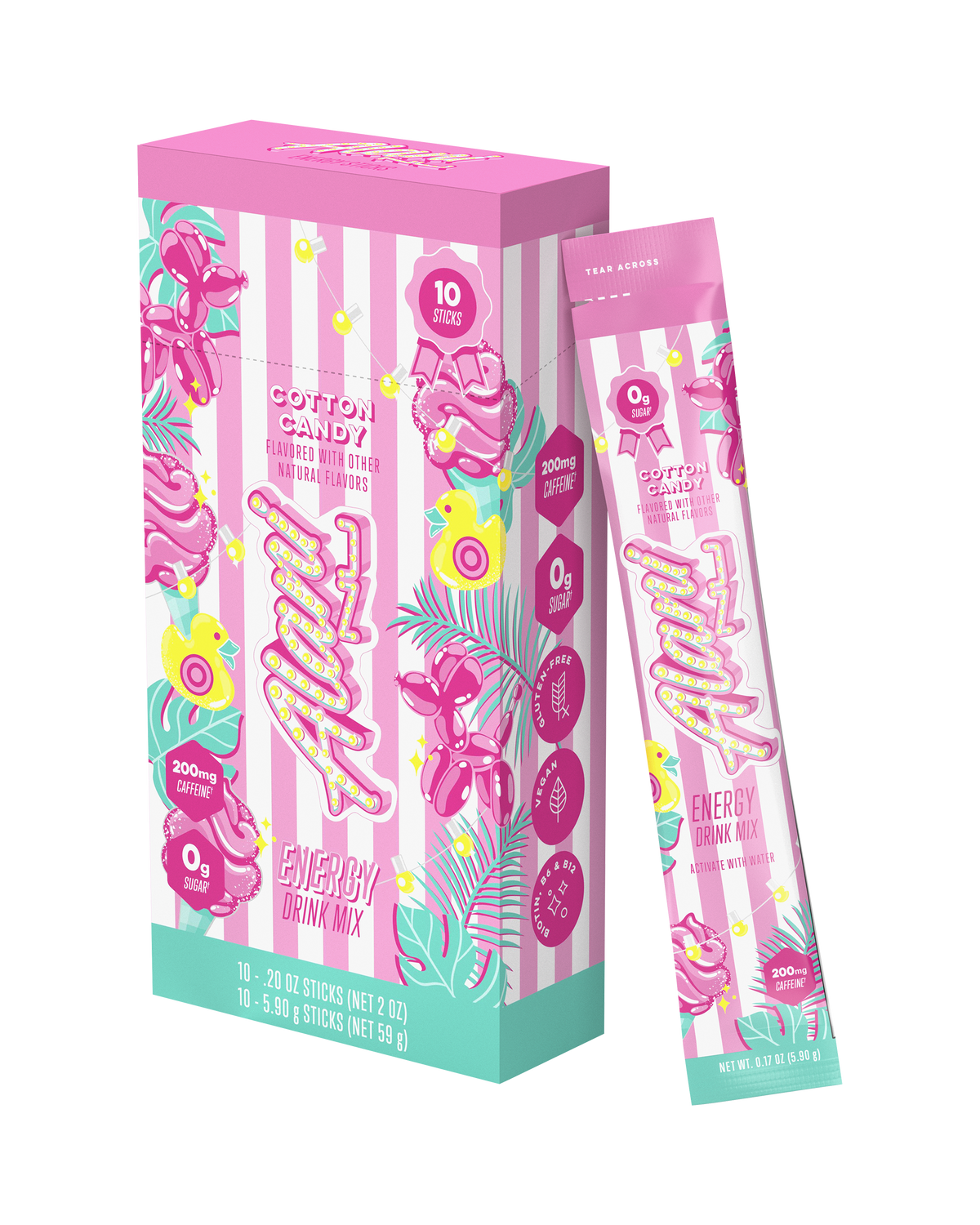 Cotton Candy Energy Drink Sticks, 10-Pack