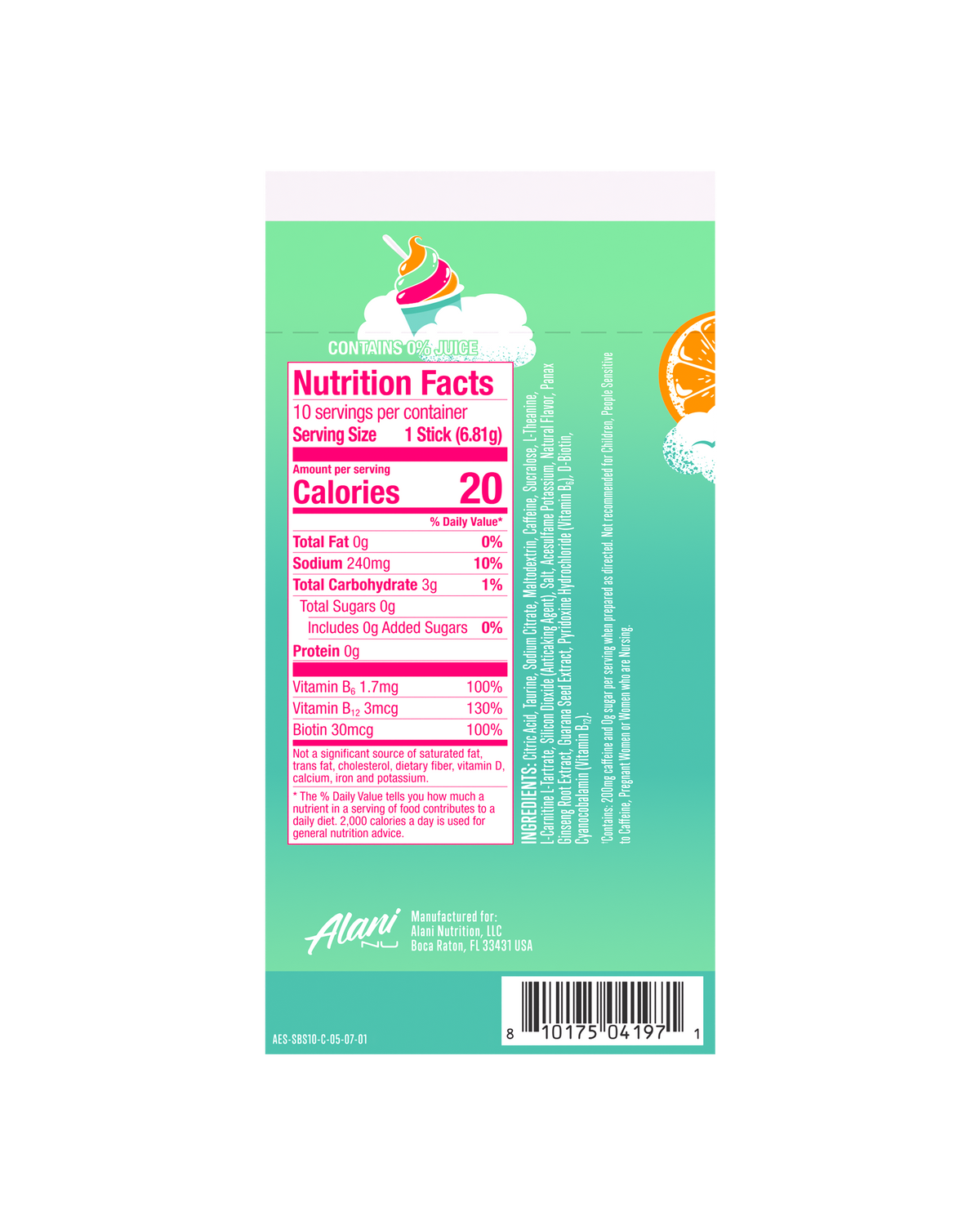 Sherbet Swirl Energy Sticks, 10-Pack