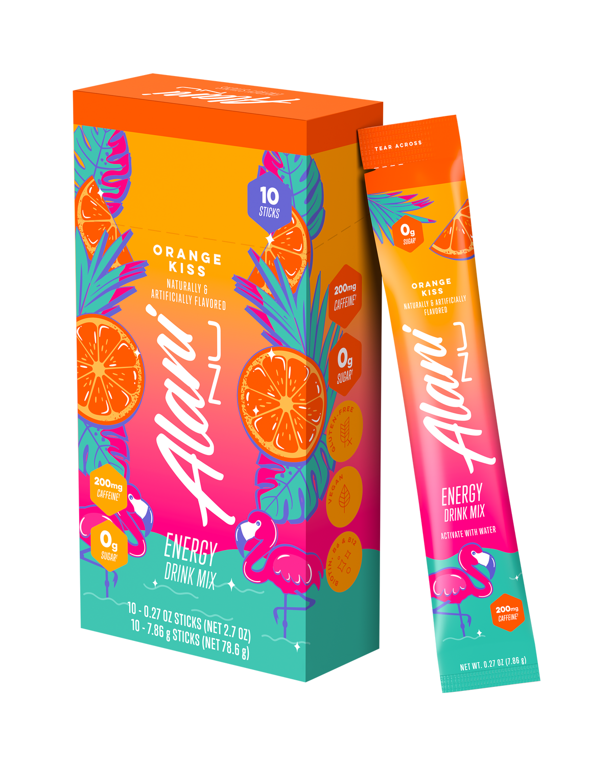 Orange Kiss Powdered Energy Sticks - 10-Pack