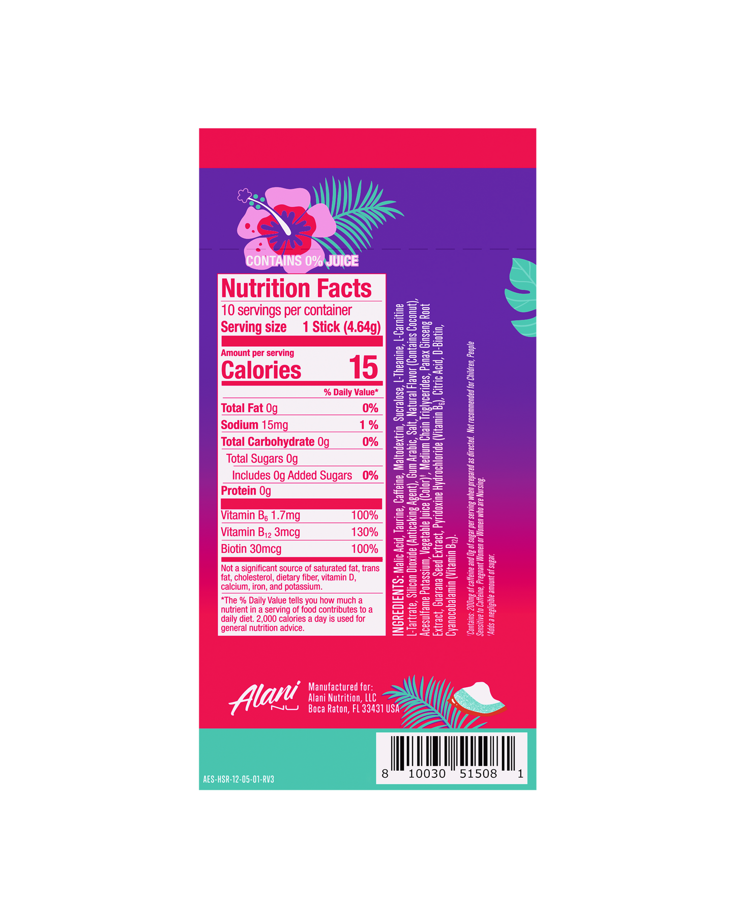 Hawaiian Shaved Ice Energy Sticks - 10-Pack